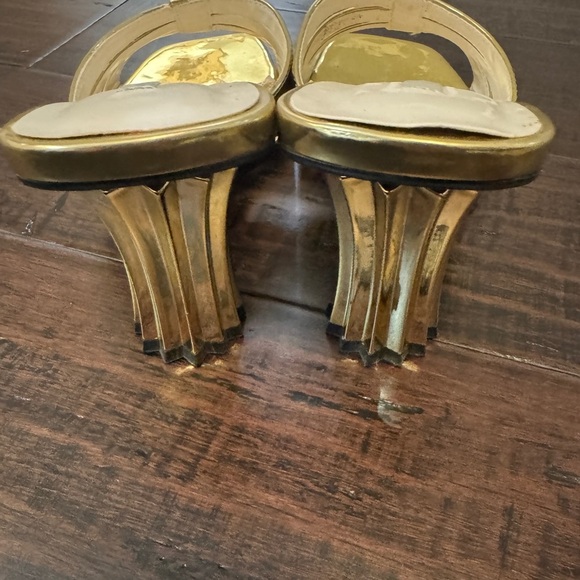 Zara gold heels party colorful open toed heels size 40 - Picture 5 of 8